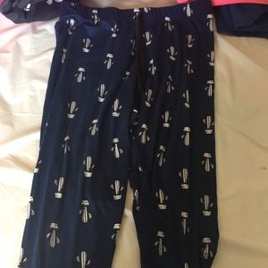 Navy White cactus Leggings women’s Large